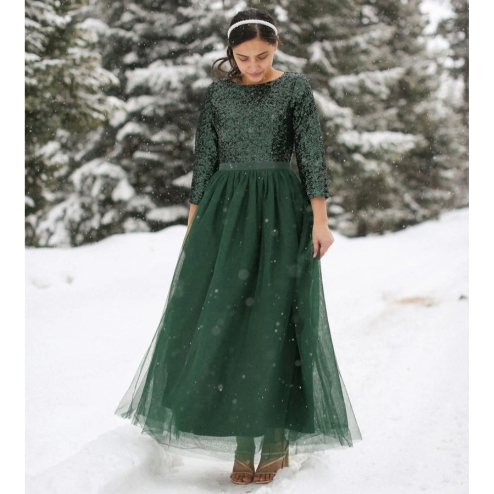 Dainty Jewells Night at the Ballet Emerald Green Sequin Tulle Maxi Dress Size 2X